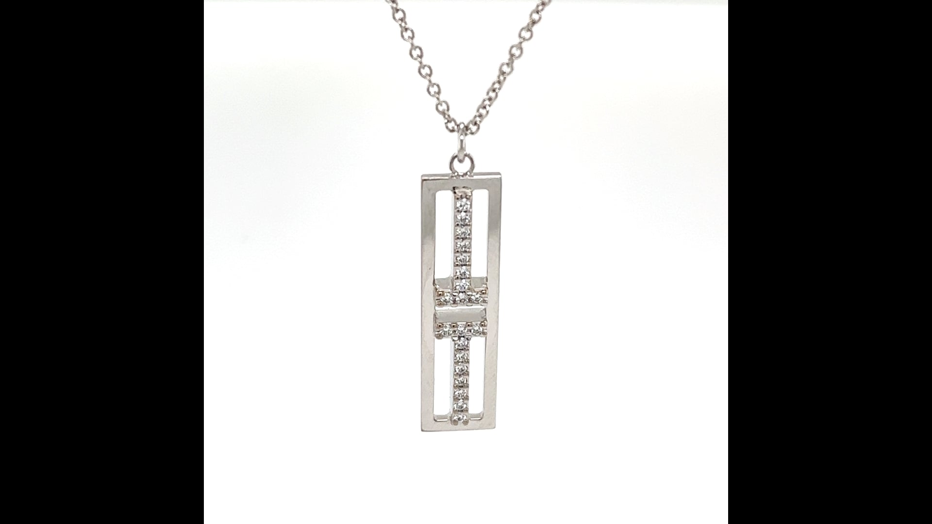 Tiffany and Co. Open Vertical Diamond Bar Pendant Set in