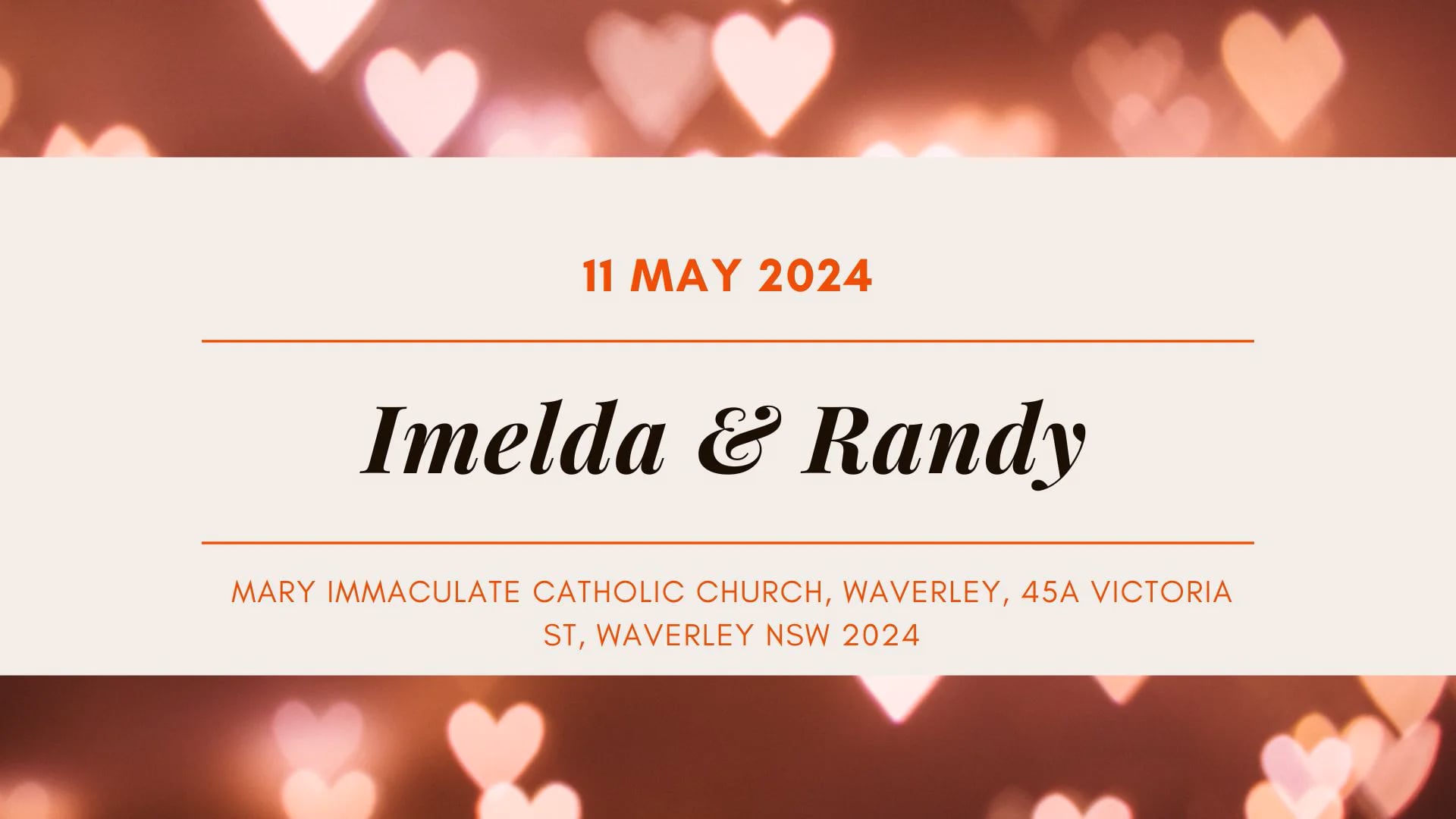 Wedding livestream of Imelda & Randy