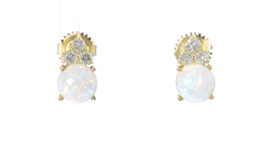 Opal and .36 ct. t.w. Diamond Earrings in 14kt Yellow Gold