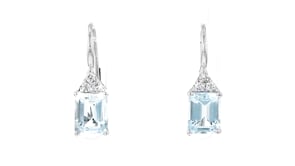 5.00 ct. t.w. Aquamarine and .24 ct. t.w. Diamond Drop Earrings in 14kt White Gold