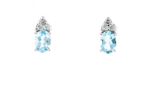 1.60 ct. t.w. Aquamarine and .18 ct. t.w. Diamond Earrings in 14kt White Gold