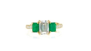 1.75 ct. t.w. Lab-Grown Diamond Ring with 1.00 ct. t.w. Emeralds in 14kt Yellow Gold