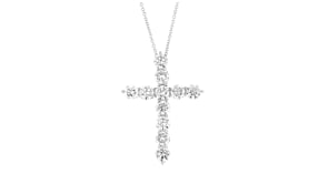 3.00 ct. t.w. Lab-Grown Diamond Cross Pendant Necklace in 14kt White Gold