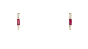 30 ct. t.w. Ruby and .10 ct. t.w. Diamond Paper Clip Link Hoop Earrings in 14kt Yellow Gold