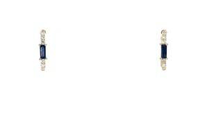 20 ct. t.w. Sapphire and .10 ct. t.w. Diamond Paper Clip Link Hoop Earrings in 14kt Yellow Gold