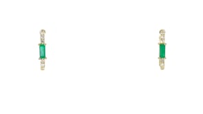 10 ct. t.w. Emerald and .10 ct. t.w. Diamond Paper Clip Link Hoop Earrings in 14kt Yellow Gold