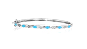 15 ct. t.w. Diamond and Blue Enamel Bangle Bracelet in Sterling Silver