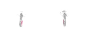 Pink Enamel and .10 ct. t.w. Diamond Huggie Hoop Earrings in Sterling Silver