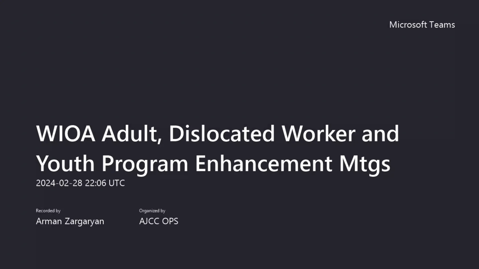 WIOA Adult, Dislocated Worker and Youth Programmatic & Operational ...