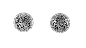 Andrea Candela Pasion de Plata Sterling Silver and Black Enamel Round Earrings