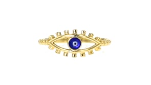 10kt Yellow Gold Evil Eye Ring with Multicolored Enamel