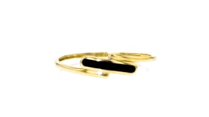Black Enamel Bypass Ring in 10kt Yellow Gold