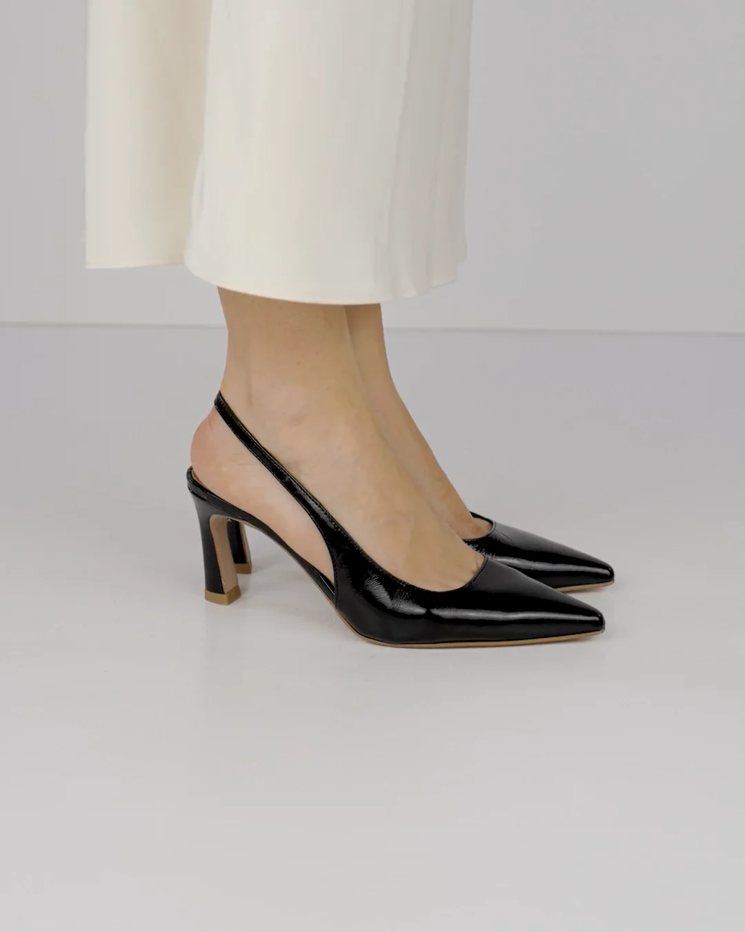 Décolleté e slingback tacco 6cm pelle nero | Barca Stores