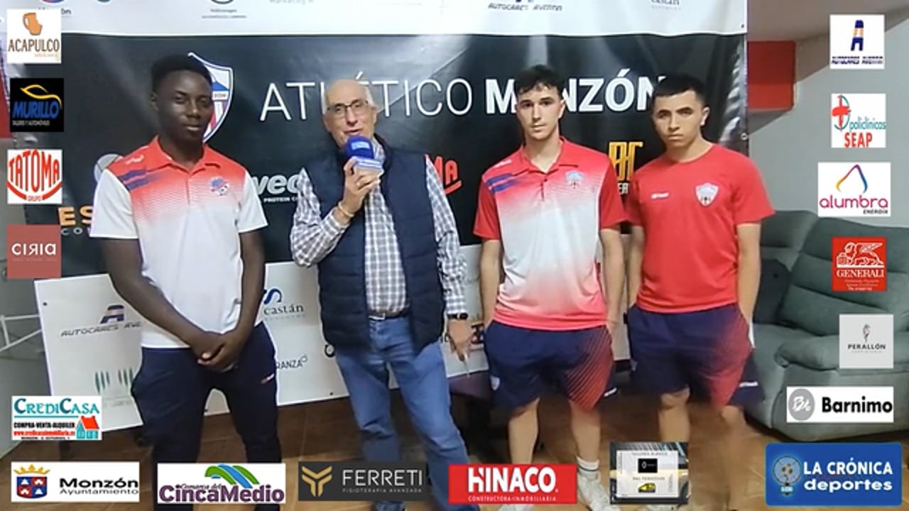 VICTOR NEVOT,LUIS SUBIAS y FION MAGASSA (Jugadores Monzón) At Monzón Alumbra 2-0 CD Binefar / J 34 / 3ª División
