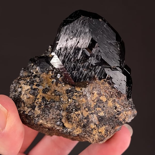 Andradite var: Melanite (excellent large crystal)