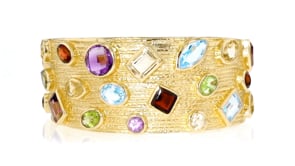 22.10 ct. t.w. Multi-Gemstone Cuff Bracelet in 18kt Gold Over Sterling