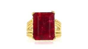 15.00 Carat Ruby Multi-Row Ring in 18kt Gold Over Sterling
