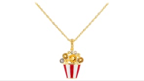 1.00 ct. t.w. Citrine and .80 ct. t.w. White Topaz Popcorn Pendant Necklace with Red and White Enamel in 18kt Gold Over Sterling