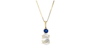 2.00 Carat Lab-Grown Diamond Pendant Necklace with .30 Carat Sapphire in 14kt Yellow Gold