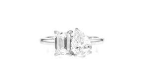 2.00 ct. t.w. Emerald-Cut and Pear-Shaped and Lab-Grown Diamond Toi et Moi Ring in 14kt White Gold