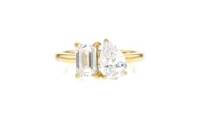 2.00 ct. t.w. Emerald-Cut and Pear-Shaped Lab-Grown Diamond Toi et Moi Ring in 14kt Yellow Gold