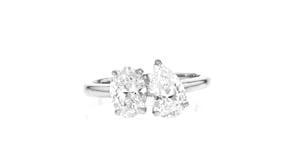 2.00 ct. t.w. Oval and Pear-Shaped Lab-Grown Diamond Toi et Moi Ring in 14kt White Gold