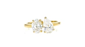 2.00 ct. t.w. Oval and Pear-Shaped Lab-Grown Diamond Toi et Moi Ring in 14kt Yellow Gold
