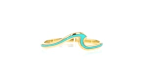 Turquoise Enamel Wave Ring in 14kt Yellow Gold