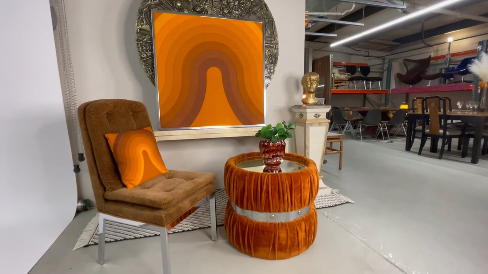 Verner Panton Framed Orange Kurve Mira X Danish Textile Art Verner Panton Framed Orange Kurve Mira X Danish Textile Art