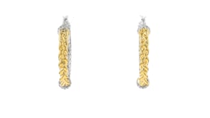 Charles Garnier New Mesh 2 .40 ct. t.w. CZ Hoop Earrings in Sterling Silver and 18kt Gold Over Sterling