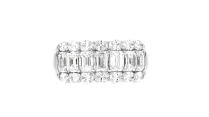 3.00 ct. t.w. Oval and Emerald-Cut Lab-Grown Diamond Three-Row Ring in 14kt White Gold