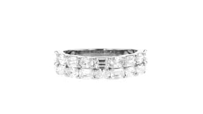 2.00 ct. t.w. Oval and Emerald-Cut Lab-Grown Diamond Two-Row Ring in 14kt White Gold