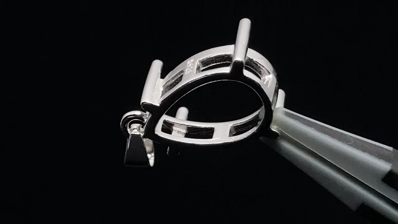 動画】Silver925 ペンダント空枠 ペアシェイプファセットカット12×8mm