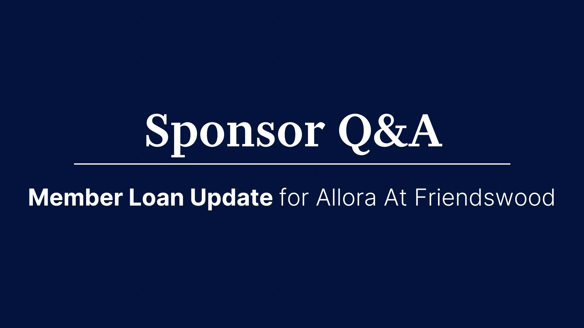Member Loan Update Allora at Friendswood on Vimeo