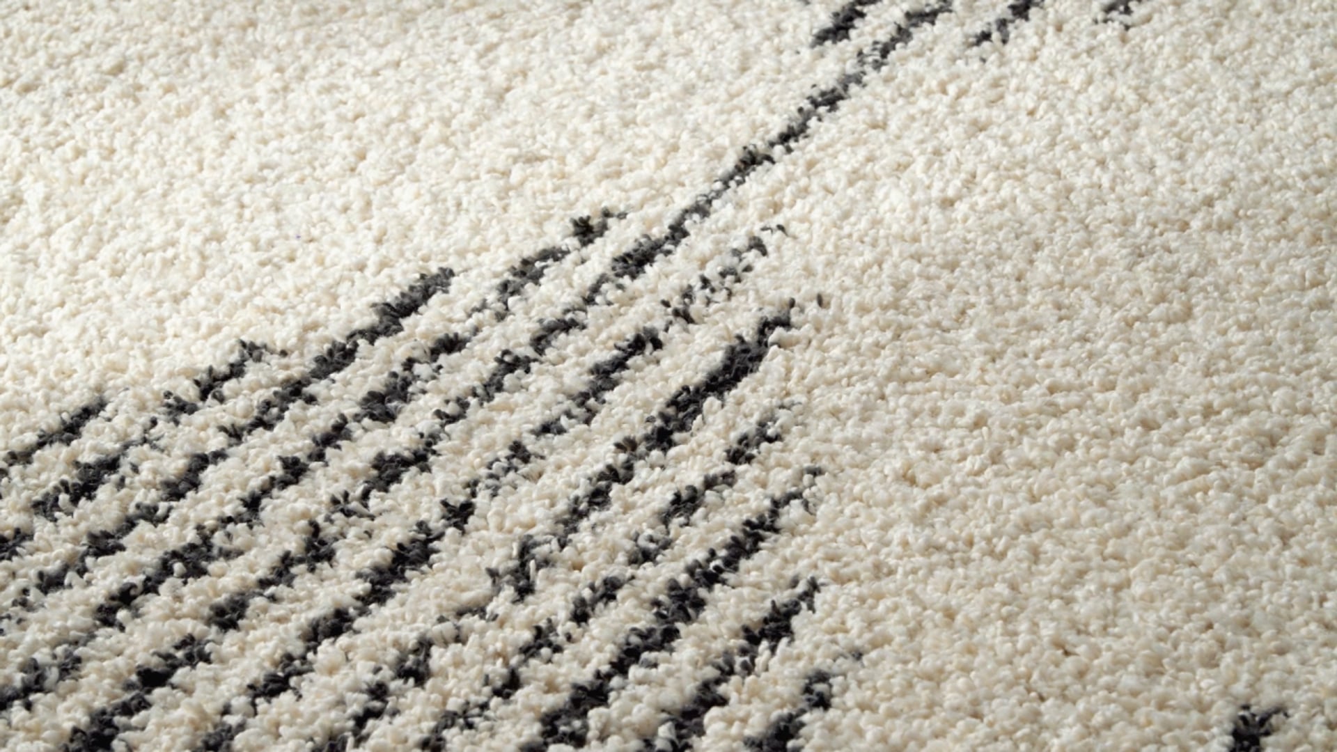 Striped Shag Area Rug, Off White, 10'2"x14'