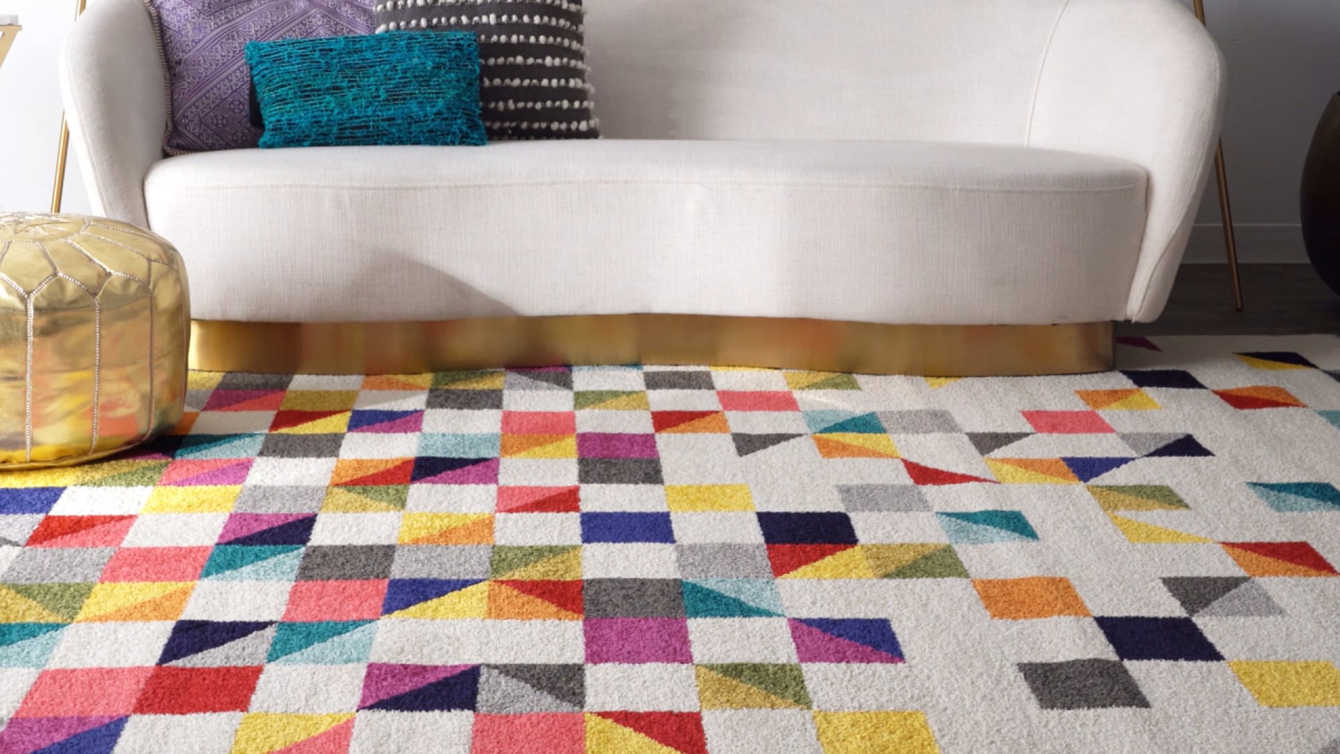 Machine Made Contemporary Geometric Triangle Mosaic Rug, 4'1