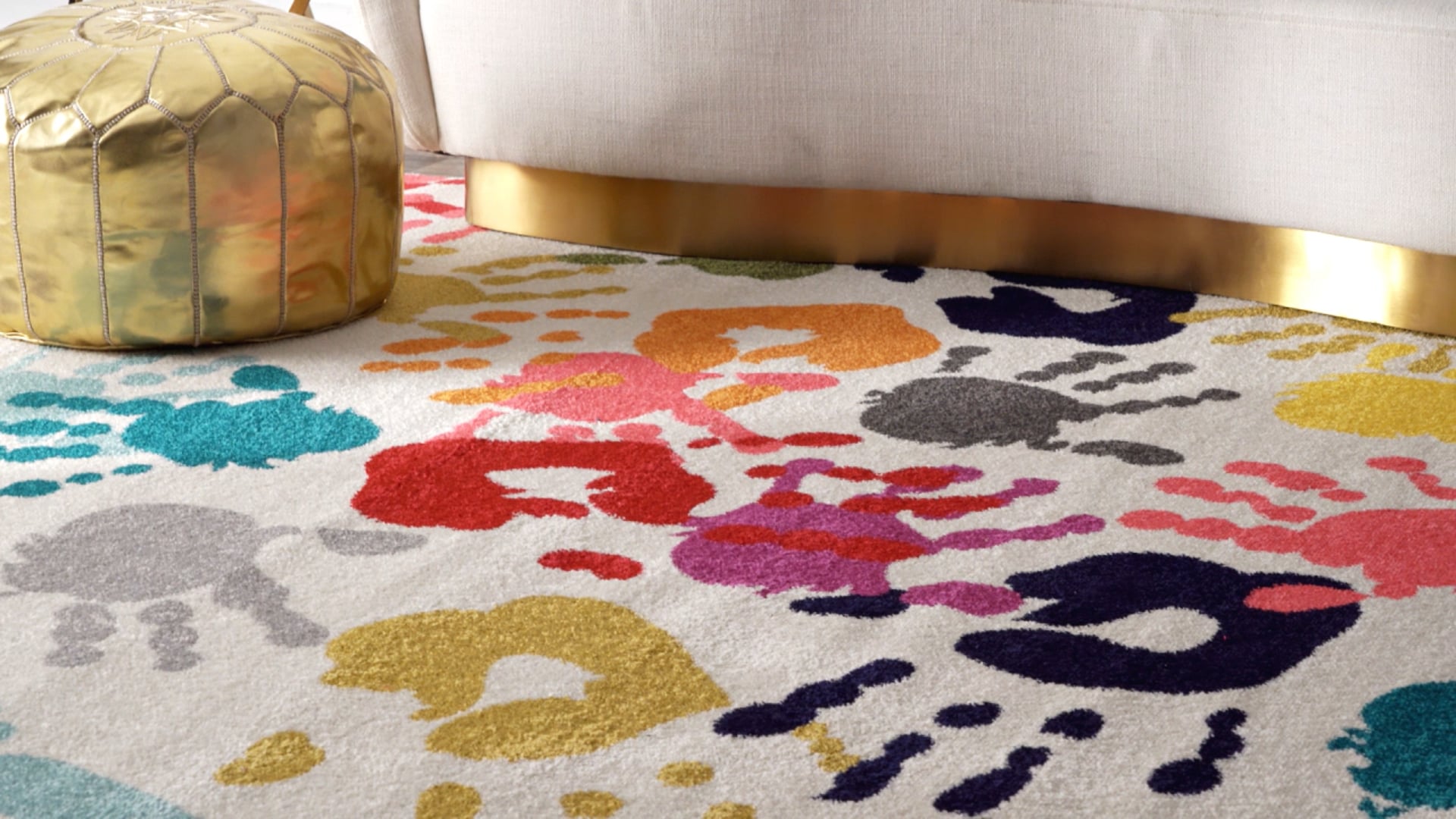 Machine Made Contemporary Kids Handprint Collage Rug, 5'x8 ...