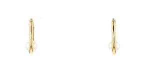 5-5.5mm Cultured Pearl Paper Clip Link Hoop Earrings in 14kt Yellow Gold