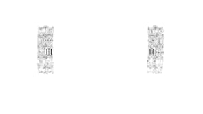 2.50 ct. t.w. Oval and Emerald-Cut Lab-Grown Diamond Two-Row Hoop Earrings in 14kt White Gold