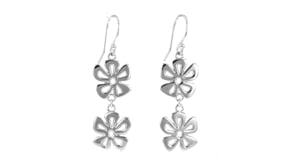 Zina Sterling Silver Tiki Double-Flower Drop Earrings