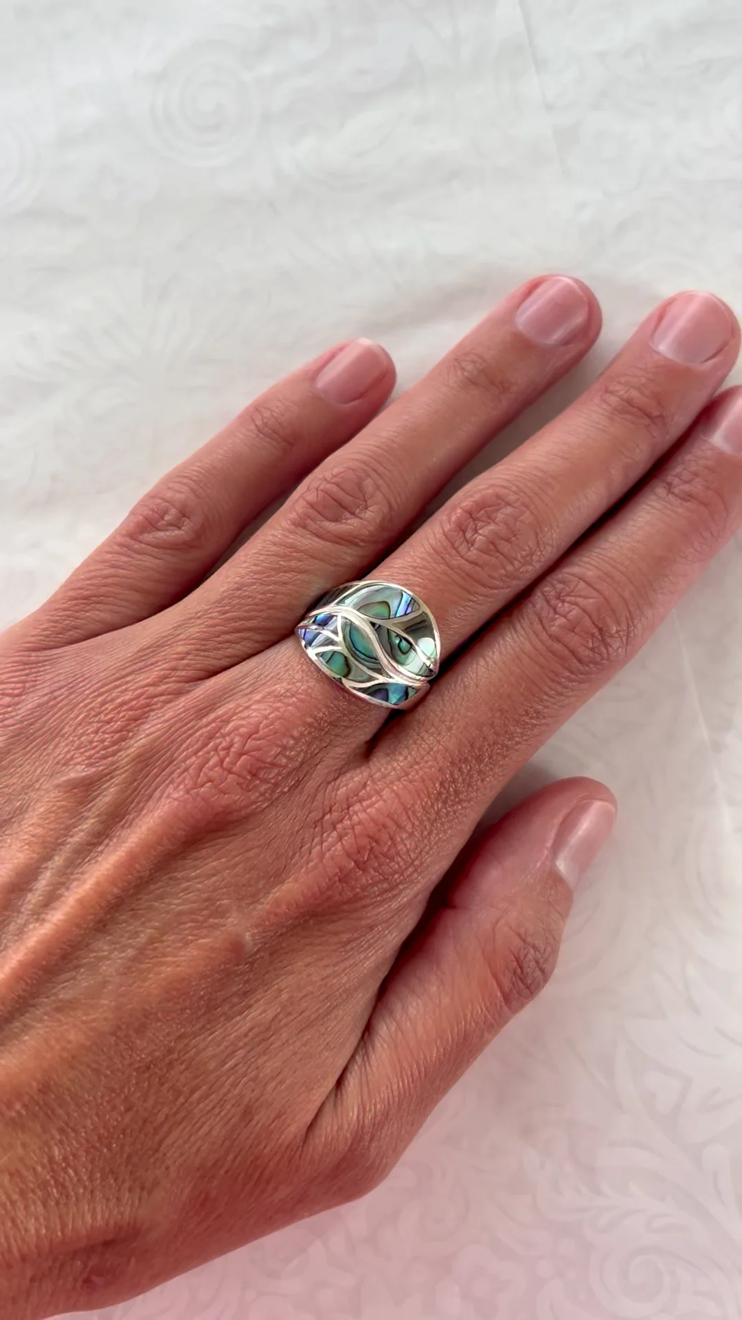 Aden's Jewels - Bague Arbre de Vie Nacre Abalone et Argent