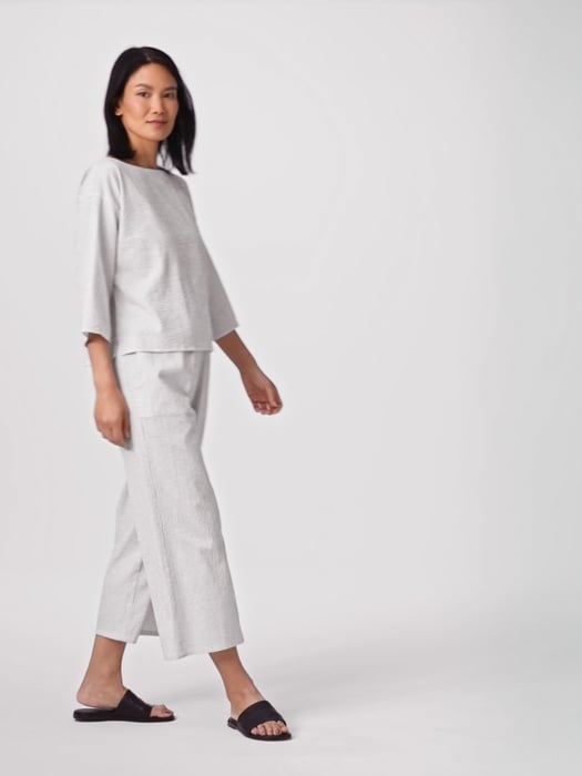 Organic Cotton Ripple Checkered Box-Top | EILEEN FISHER Organic Cotton Ripple Checkered Box-Top | EILEEN FISHER