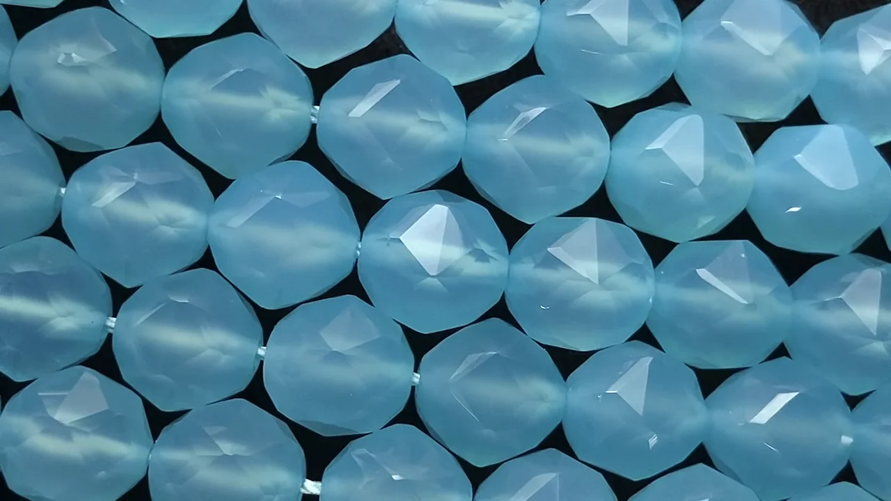 シーブルーカルセドニー スターラウンドカット10mm ｜天然石ビーズの卸