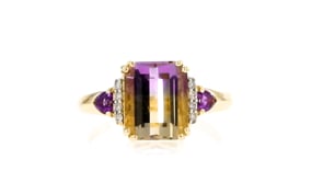 2.70 Carat Ametrine Ring with .10 ct. t.w. Amethysts and Diamond Accents in 14kt Yellow Gold