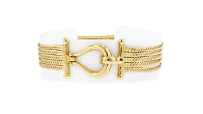 18kt Gold Over Sterling Multi-Strand Cuban-Link Bracelet