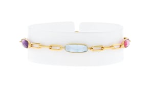 7.50 ct. t.w. Multi-Gemstone Paper Clip Link Bracelet in 18kt Gold Over Sterling