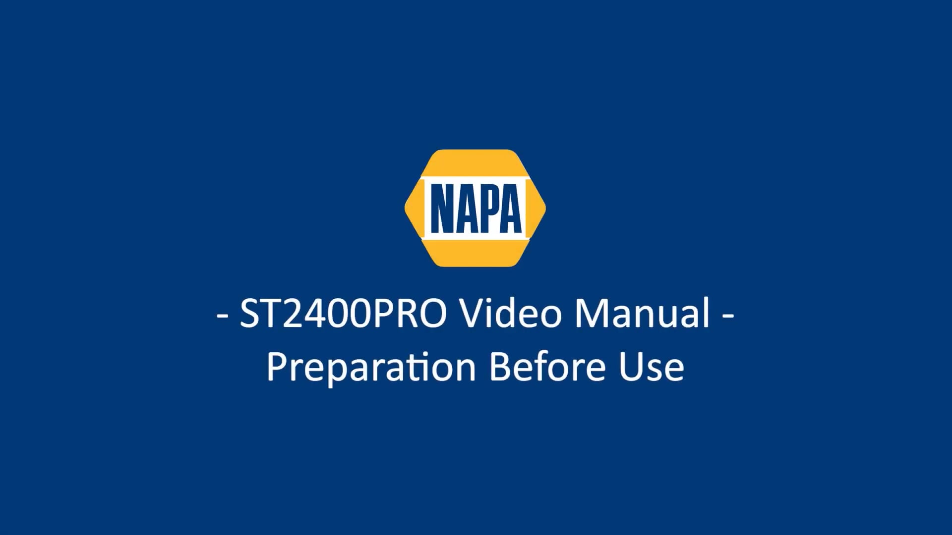 NAPA ST2400PRO - Preparation Before Use