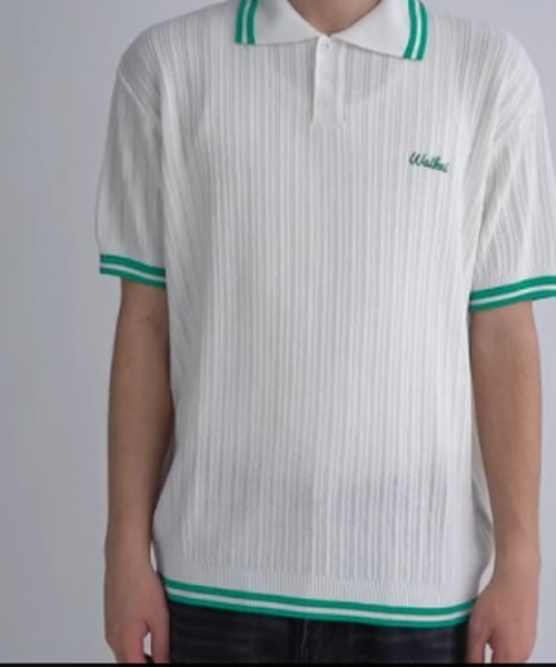 さらに100円引き◆WAI KEI◆Line collar half sleeve knit Wai Kei Line collar half sleeve knit 4BKH078 (Wai Kei/ニット