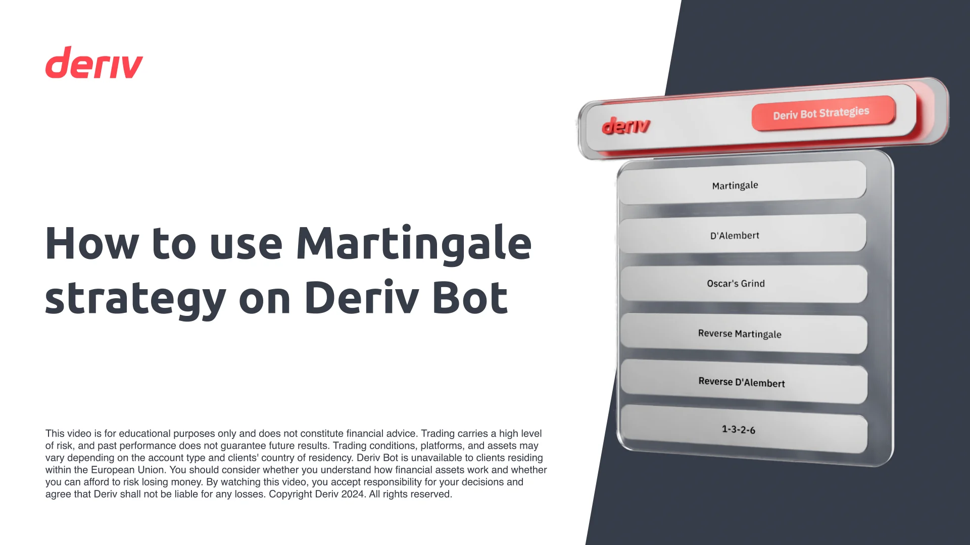 How to use Martingale strategy on Deriv Bot