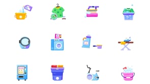Animated Laundry Flat Icons, a Duotone Icon by Prosymbols (Thumbnail 9 of 9)